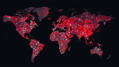 Corona virus map disease spreading animation. Technologies, morbidity signal, st Stock Footage 155926312