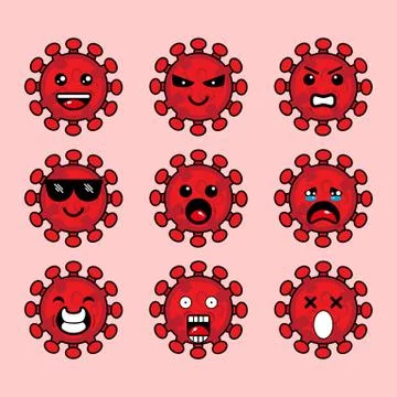 CORONA VIRUS MASCOT EXPRESSION Stock Illustration
