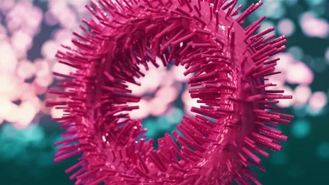 Corona virus model on rotating against colored background footage clip Stock Footage 327572813