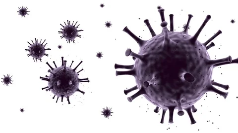 Corona virus molecules fly through space and rotate on white background Stock-Footage 125364896