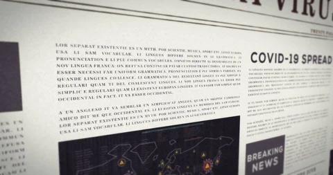 Corona virus news in a newspaper with animated articles that visualize Stock Footage