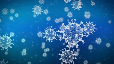 Corona Virus Particles Floating - Blue background Vidéo 129270365