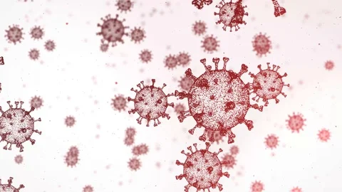 Corona Virus Particles Floating - Red and White Stock Footage 129270364