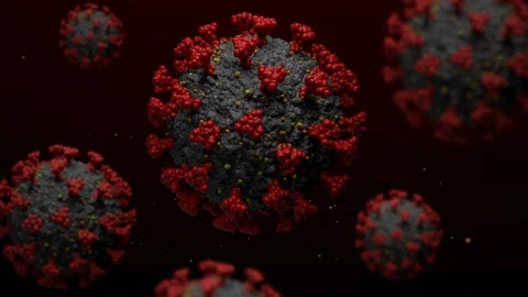Corona virus, SARS-CoV-2, Covid-19, 2019-nCoV. 3d rendering of a Corona virus. Stock Footage 128422830