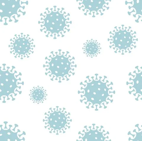 Corona virus seamless vector pattern with germs. Stock Illustration