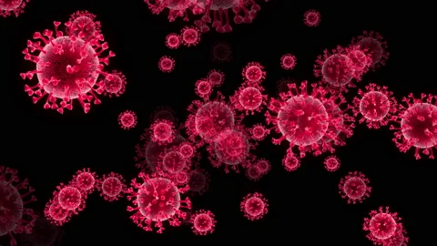 Corona virus spread floating loop animation Stock Footage 160398691