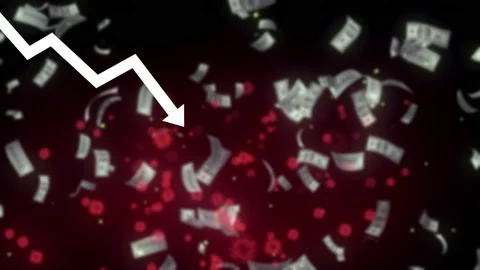 Corona virus stock chart fall down arrow animation Video stock 159581021