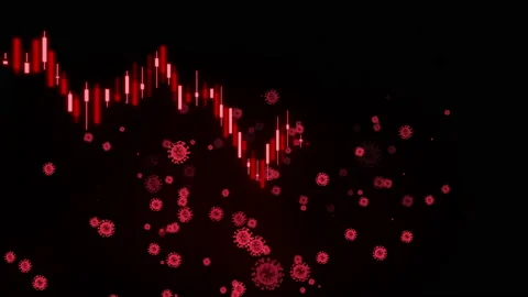 Corona virus stock chart fall down arrow animation Stock-Footage 159582459