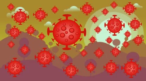 Corona Virus Summer sunset Stock Illustration