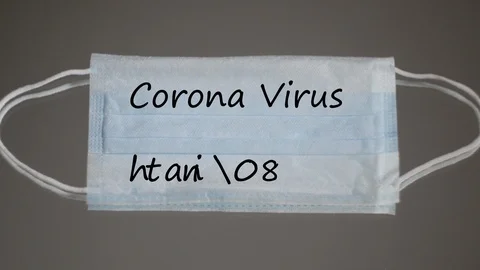 Corona Virus text on the face mask Video stock 125489733