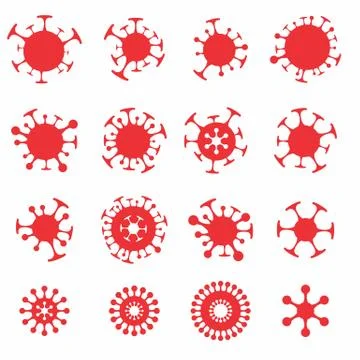 Corona virus vector silhouette shape signs set Stock Illustration