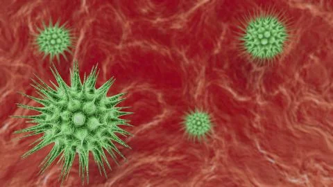 Corona virus. Viruses under microscope. nCoV respiratory virus, SARS, MERS, C 스톡 일러스트
