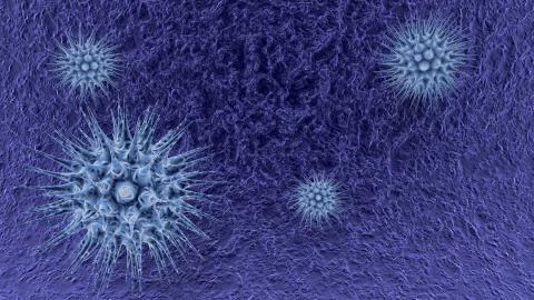 Corona virus. Viruses under microscope. nCoV respiratory virus, SARS, MERS, C Illustrazione stock