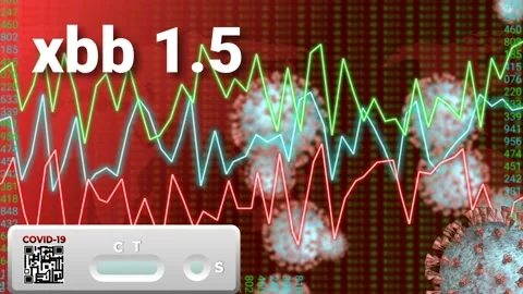 Corona virus xbb 1.5 variant background with covid test kit animation Stock Footage 229537485