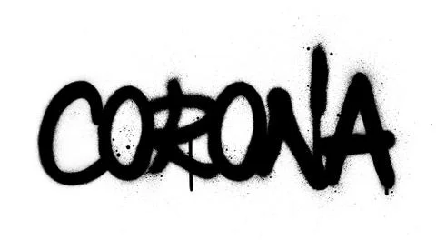 Corona word sprayed in black over white Stock-Illustration