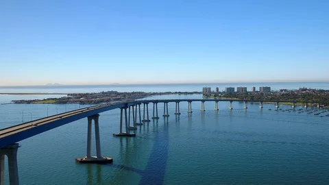 Coronado Bridge Aerial Crossover Stock Footage 99125441