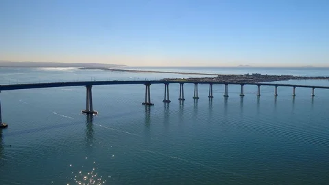 Coronado Bridge Aerial Push In Stock Footage 99124537