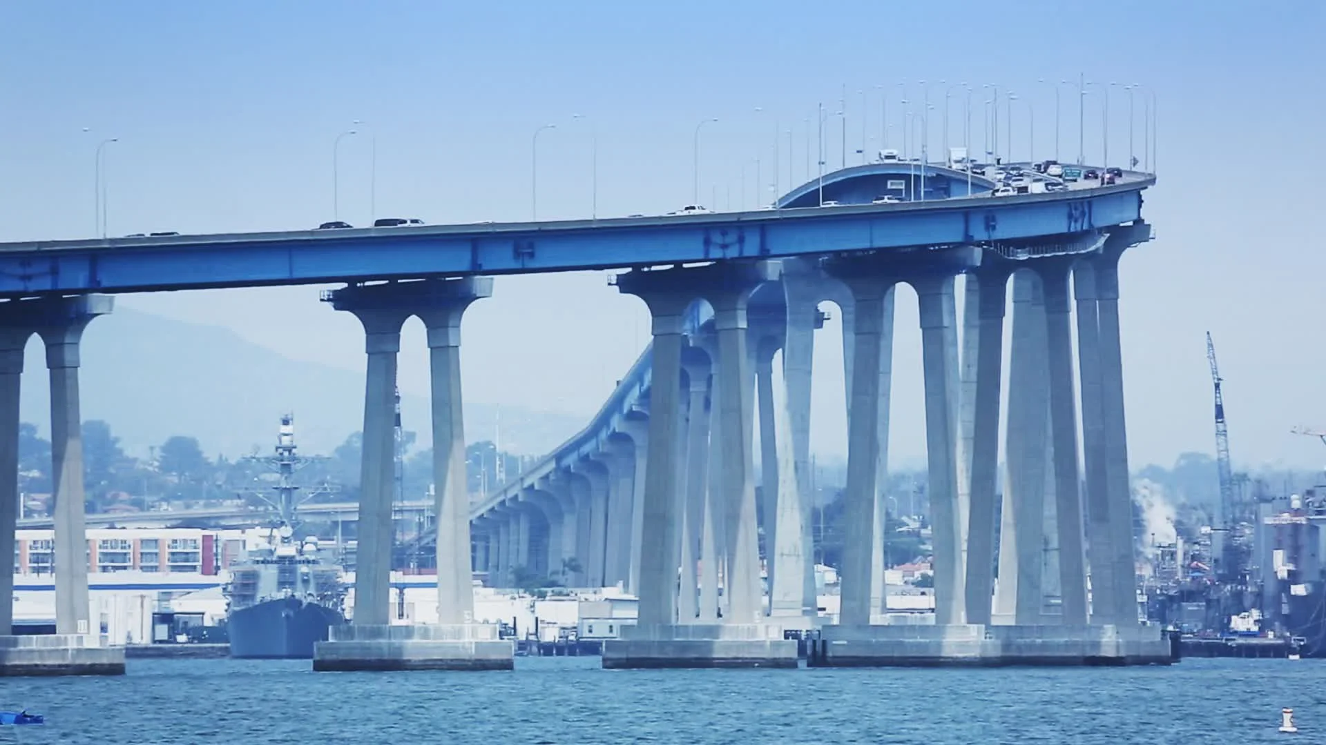 1970's Footage - Driving Over San Diego Coronado Bay Bridge 