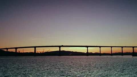 Coronado Bridge silhouette at Sunset 库存影片 119084981