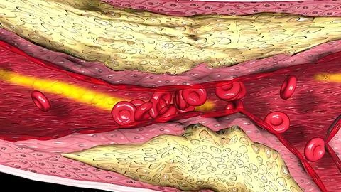Coronary atherosclerosis, light micrograph showing cholesterol-containing pla Stock Illustration