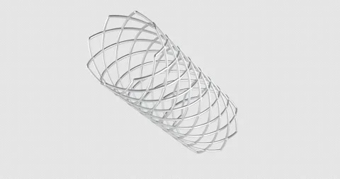 Coronary stent rotation animation seamlessly loopable. 3D rendering isolate.. Stock Footage 321088090