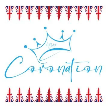Coronation Vector Illustration with Crown and union flag pennants Illustration