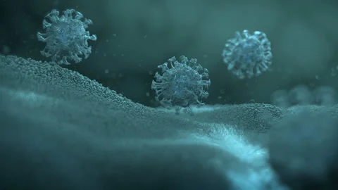 Coronavirus 2019. Microscope virus close up. 3d rendering. Stock Footage 129888192