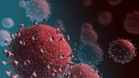 Coronavirus 2019-nCov  concept  Microscope virus close up. 3d rendering. Stock Footage 128449342