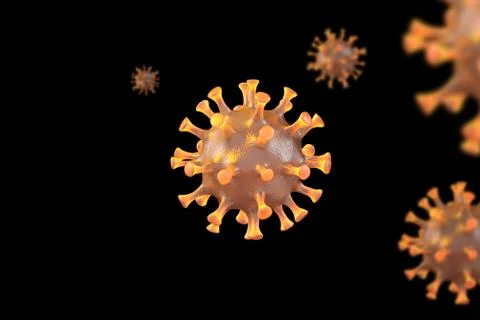 Coronavirus 2019-nCov Microscope virus close up. 3d rendering. Stock Illustration