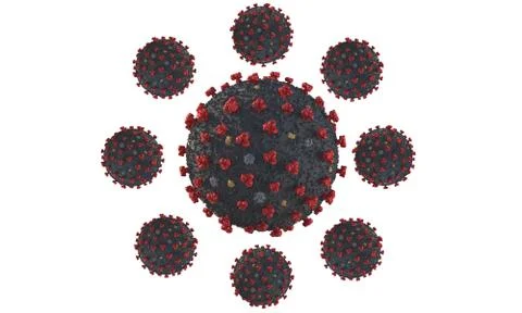Coronavirus 2019-nCov. Microscope virus close up. 3D rendering. Stock Illustration