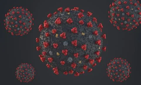 Coronavirus 2019-nCov. Microscope virus close up. 3D rendering. 库存插图