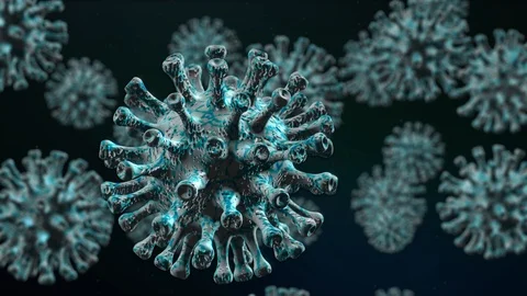 Coronavirus 2019-nCoV. Realistic 3D footage coronavirus SARS-CoV-2 virus Stock Footage 127411368