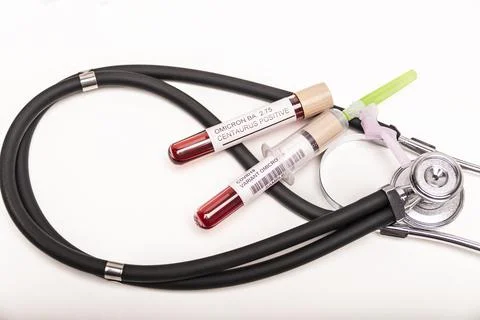 Coronavirus 2019-nCoV variant CENTAURUS BA.2.75 Blood Sample. New Epidemic Stock Photos
