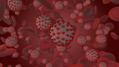 Coronavirus. 3d render of coronavirus particles in human blood Stock Footage 124434545