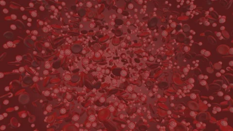 Coronavirus. 3d render of coronavirus particles in human blood Stock Footage 124434861