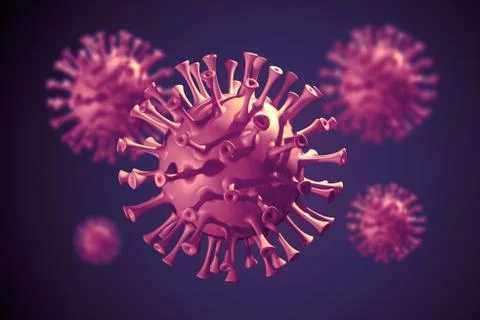 Coronavirus 3D render, COVID-19 pandemic concept Illustrazione stock