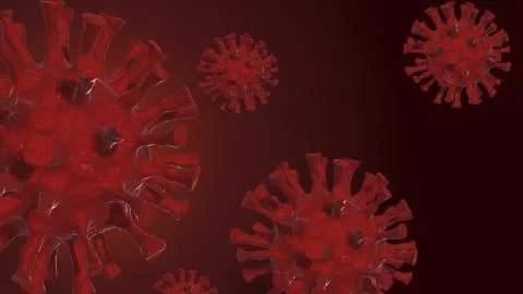 Coronavirus 3d render on the red background. Covid-19, novel coronavirus pand Stock Illustration