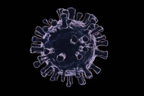 Coronavirus 3D Render Virus Black Background Covid-19 Ilustración de archivo
