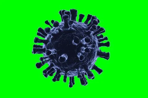 Coronavirus 3D Render Virus Green Screeen Covid-19 Ilustración de archivo