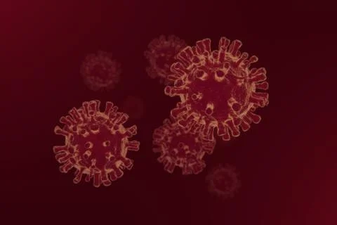 Coronavirus 3D Render Virus Red Background Covid-19 Ilustración de archivo