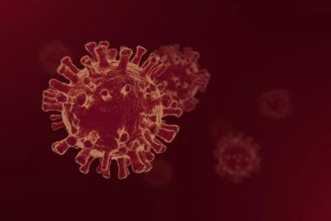 Coronavirus 3D Render Virus Red Background Covid-19 Stock Illustration