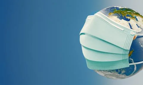 Coronavirus 3d rendering illustration concept. Floating influenza virus cells Stock Illustration