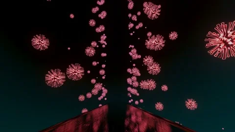 Coronavirus 4k animation of a path in the corridor of viral cells Stock Footage