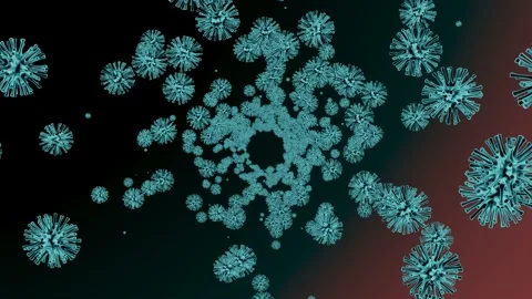 Coronavirus 4k loop animation of flight among many viral cells. Video stock 132302627