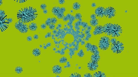 Coronavirus 4k loop animation on a green background. (chroma key, Hex #8ffe09). Video stock 132302626