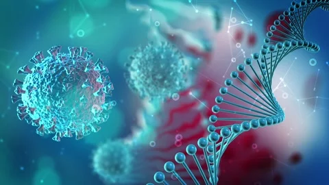 Coronavirus affects the body, abstract macroenvironment. Blue and red Stock Footage 129361785