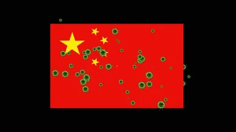 Coronavirus alert background animation with colors of china flag Stock Illustration