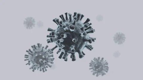 Coronavirus Animated Motion 3D Render Virus Grey Black and White Covid19 Looping Stock Footage 128006776