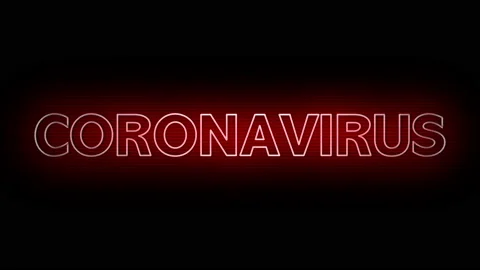 Coronavirus animated text, glowing red on a black background Stock Footage 139533751