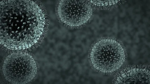 Coronavirus animation, microscope view, simulation of the virus that affects Stock-Footage 123893601